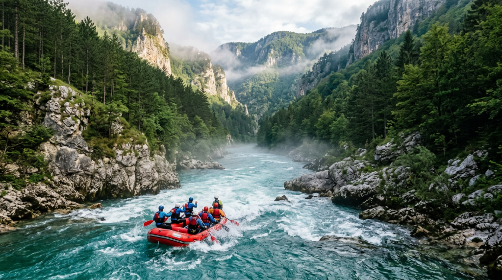 Rafting i hiking